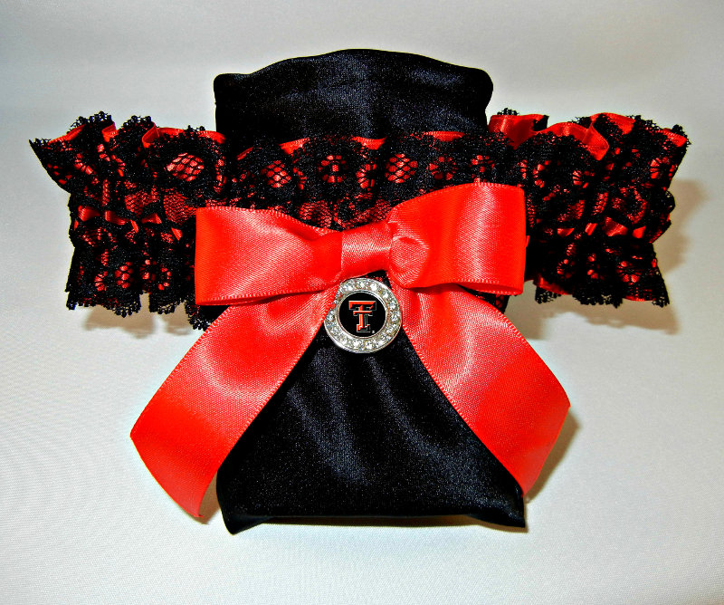 Black Lace/Red Satin Cell Phone Pocket Garter